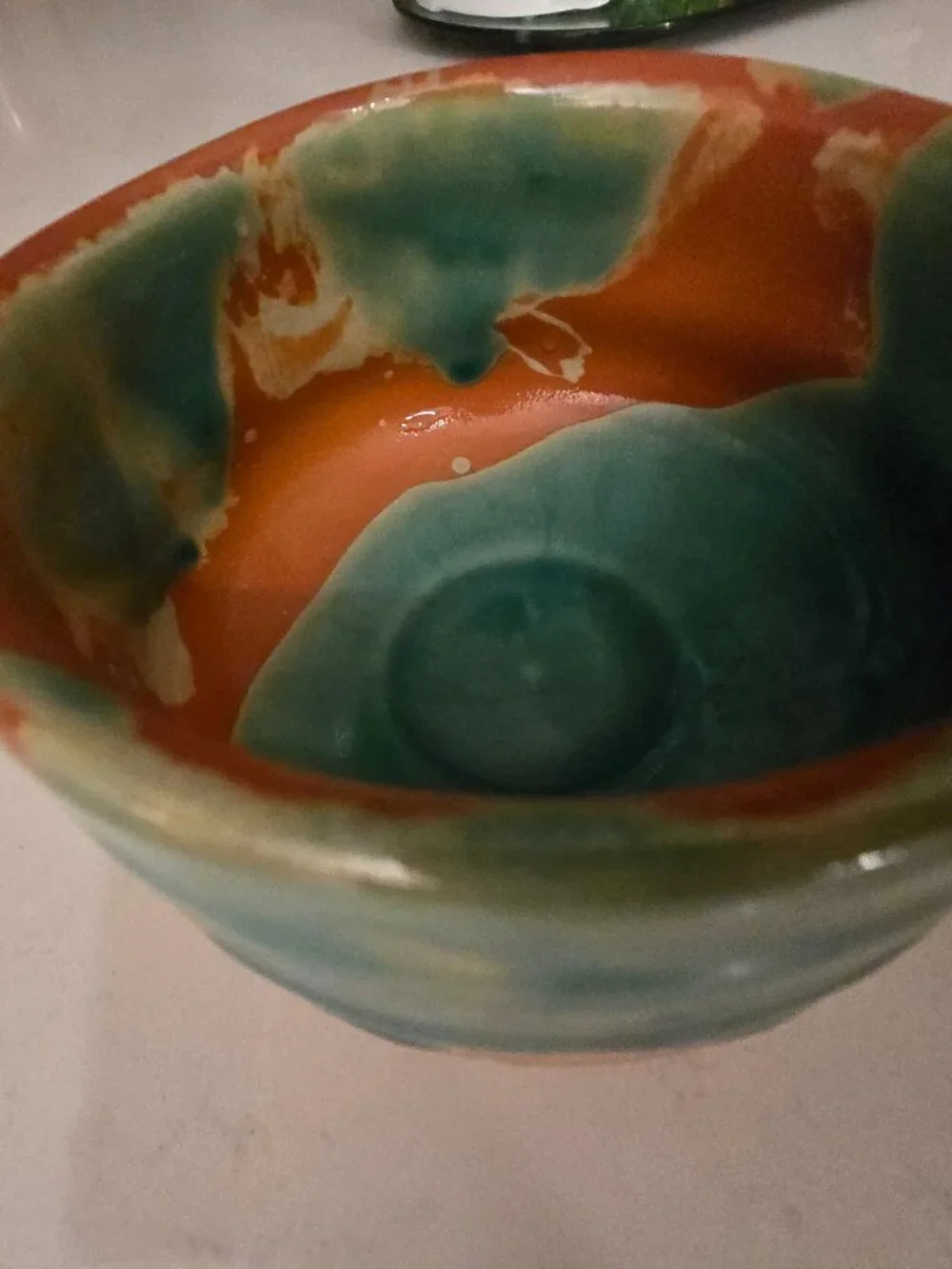 Mino ware matcha bowl tea cup deep sea design